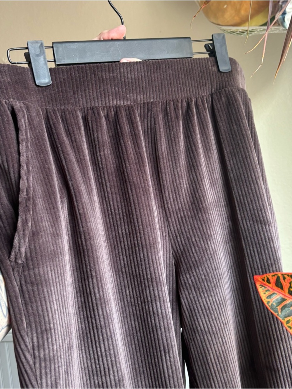 New Large Avia Corduroy Wide-Leg Pants in Deep Brown